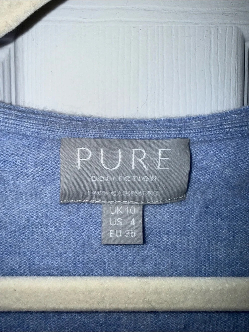 Pure Collection V-Neck Cashmere Blend Sweater - Periwinkle Blue Size 4